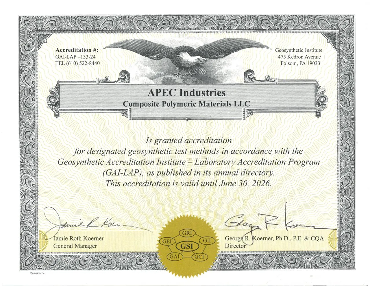 GAI-LAP Certificate